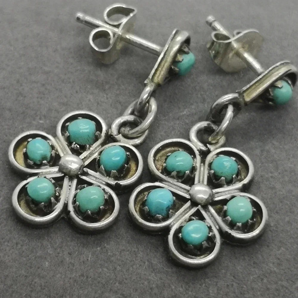 Antique turquoise  earrings - Picture 2 of 3